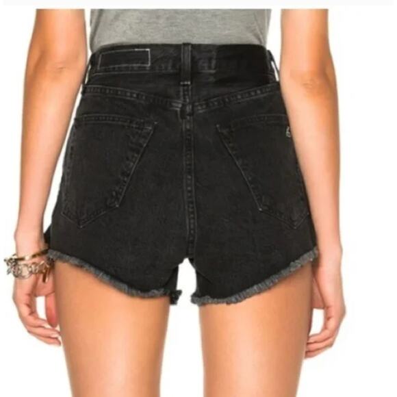 Rag & Bone Shorts Womens 26 Black Justine High Rise Frayed Cutoff Casual Summer - Picture 3 of 10